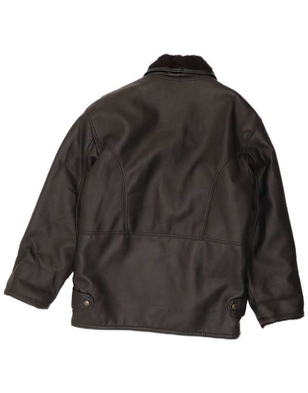 Jaqueta masculina vintage de shearling IT 52 XL preta shearling