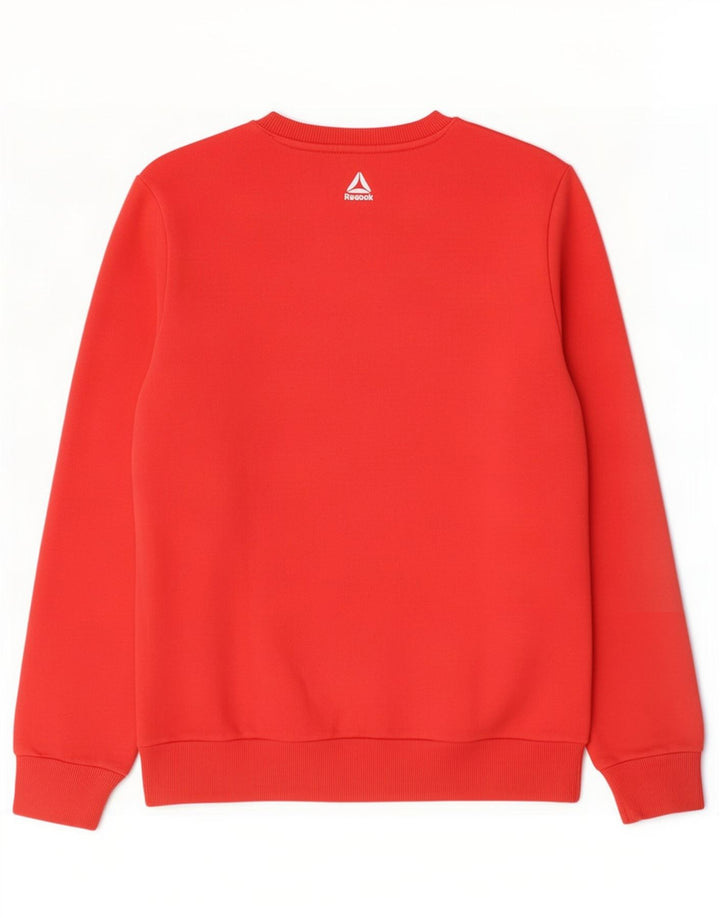 Reebok Mens Graphic Moletom Jumper Médio Vermelho Colorblock