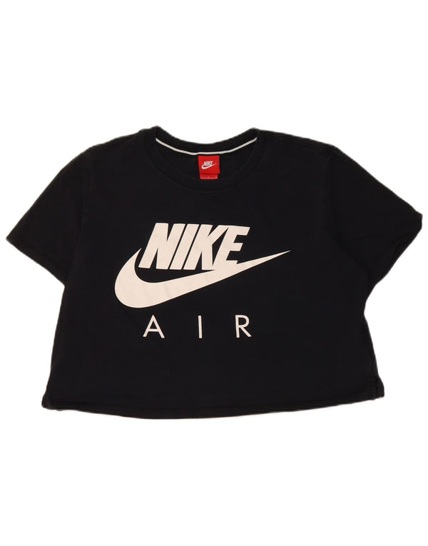 Camiseta feminina Nike Crop Graphic Top UK 16 grande algodão preto