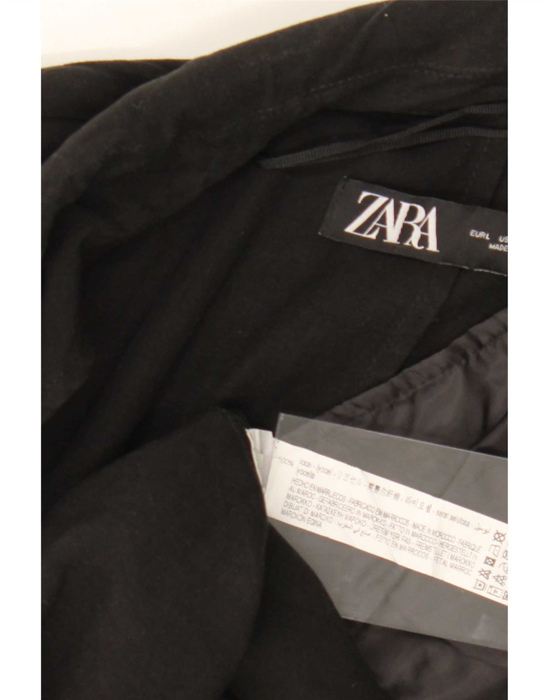 Sobretudo aberto feminino Zara Reino Unido 16 grande preto Lyocell