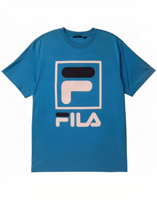 Fila Mens Graphic T-Shirt Top Grande Algodão Azul