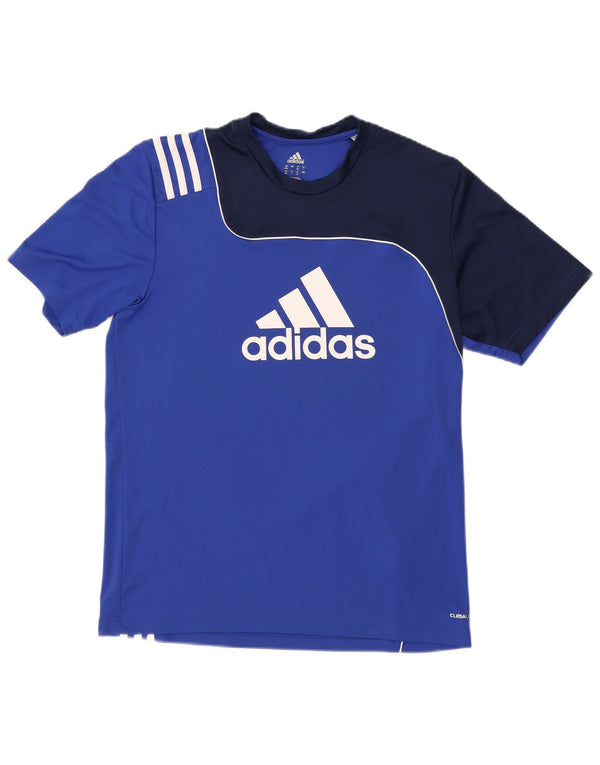 Camiseta Adidas Masculina Climalite Graphic Top UK 42/44 Grande Azul Colorblock