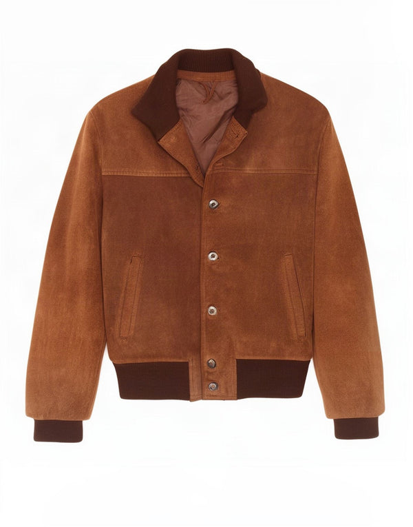 Jaqueta bomber masculina vintage de camurça UK 38 marrom médio