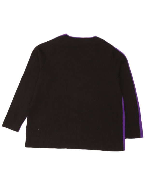 Suéter feminino Perte by Krizia com decote em V Reino Unido 18 XL roxo colorblock