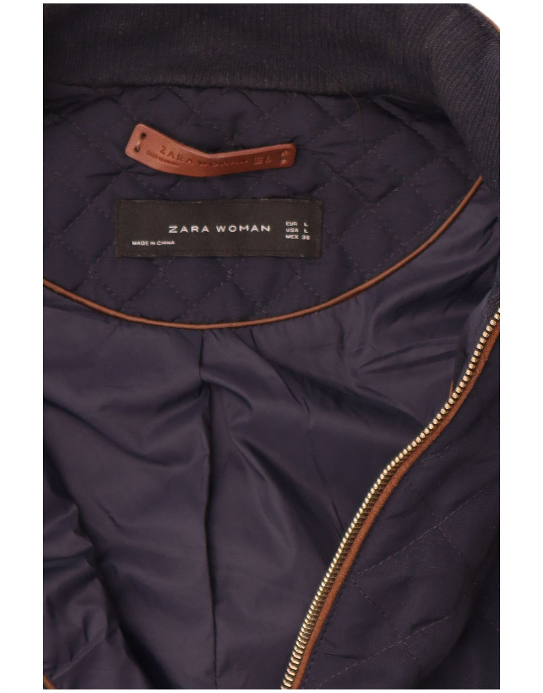 Colete acolchoado feminino Zara UK 16 grande azul marinho