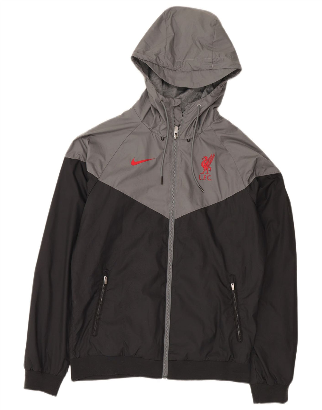 Suéter masculino Nike Liverpool Zip com capuz pequeno preto colorido bloco de poliéster