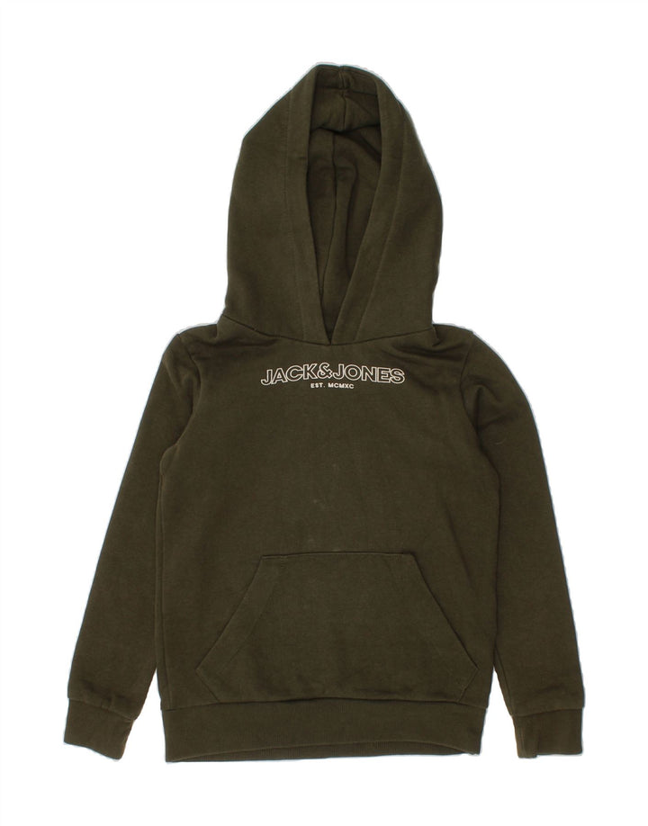JACK & JONES Boys Graphic Hoodie Jumper 6-7 Years Green Cotton Vintage Jack & Jones and Second-Hand Jack & Jones from Messina Hembry 