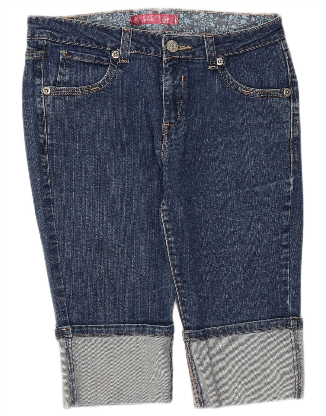 LEVI'S Bermuda jeans feminina 518 US 11 grande W32 algodão azul