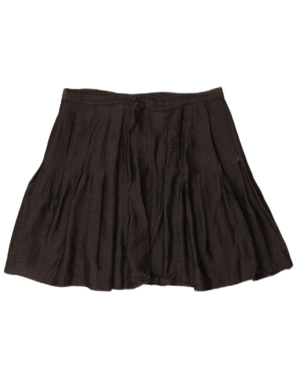 Saia feminina Marks & Spencer plissada em linha A UK 18 XL W32 cinza viscose