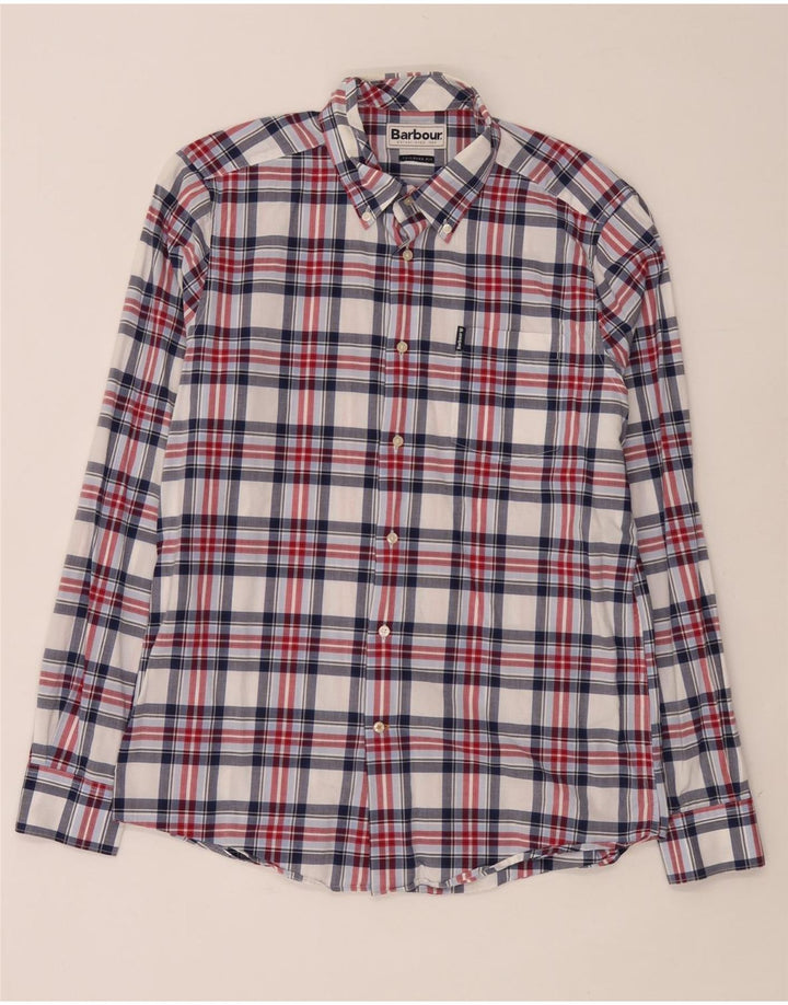 Camisa masculina Barbour Tailored Fit média de algodão xadrez multicolorido