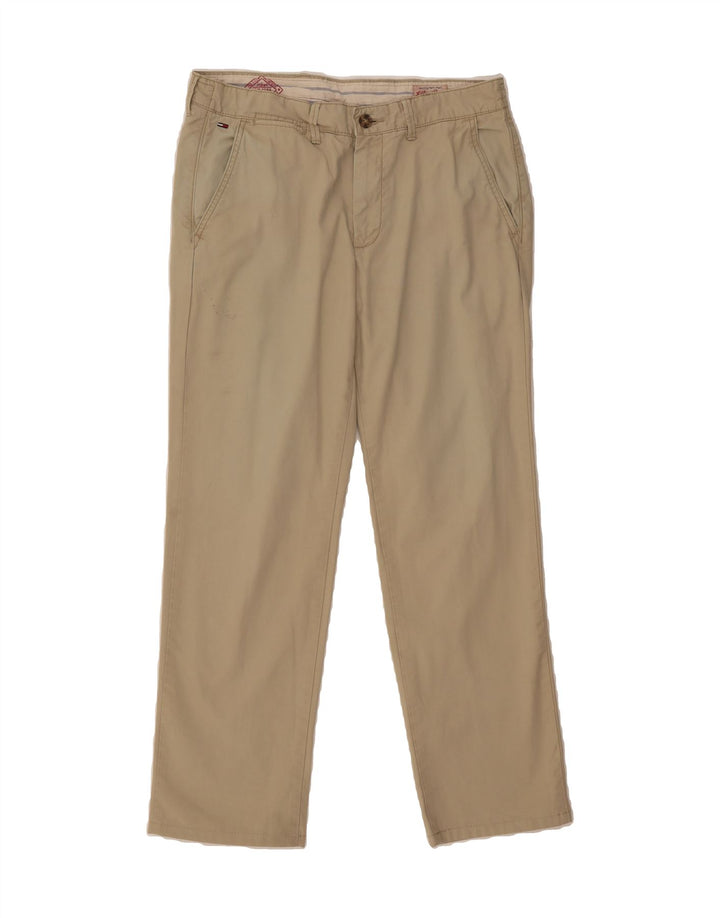 TOMMY HILFIGER Mens Straight Chino Trousers W32 L29 Beige Cotton Vintage Tommy Hilfiger and Second-Hand Tommy Hilfiger from Messina Hembry 