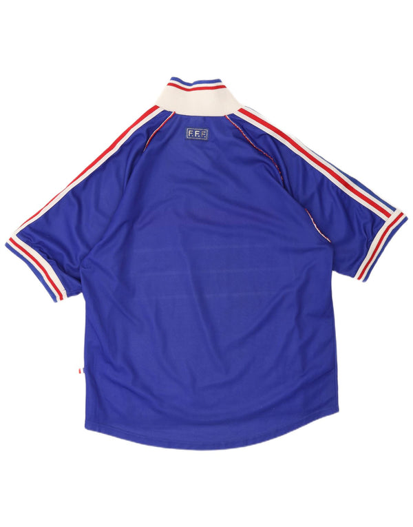 Adidas Mens França Home 1998 Camisa de Futebol XL Azul Colorblock Poliéster