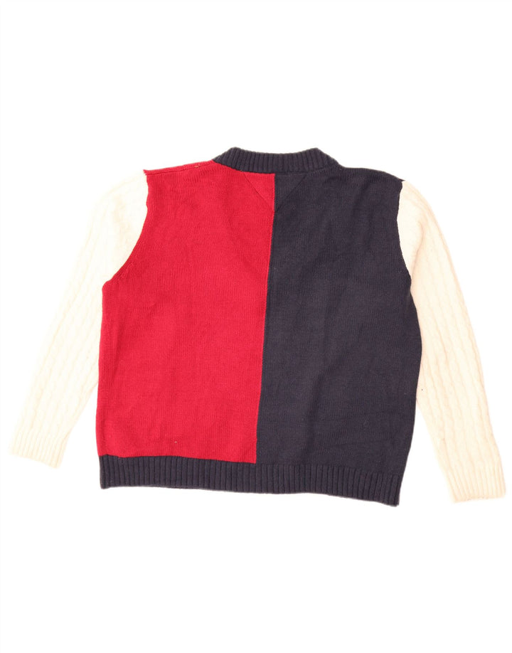 Tommy Hilfiger Suéter feminino gráfico com decote em V Reino Unido 14 Médio Multicolou