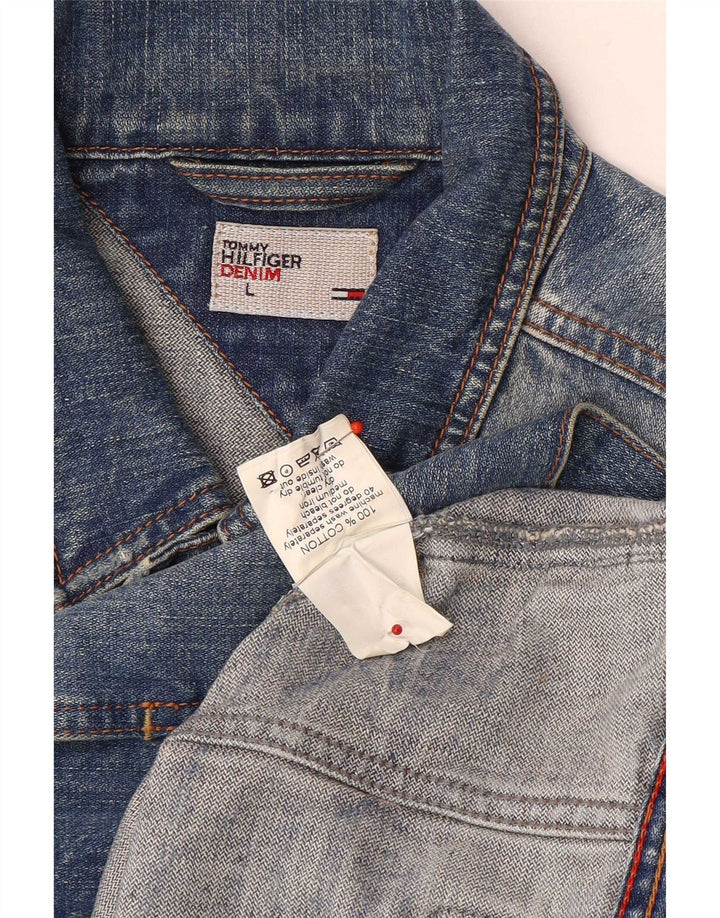 Jaqueta jeans feminina Tommy Hilfiger Reino Unido 16 grande algodão azul