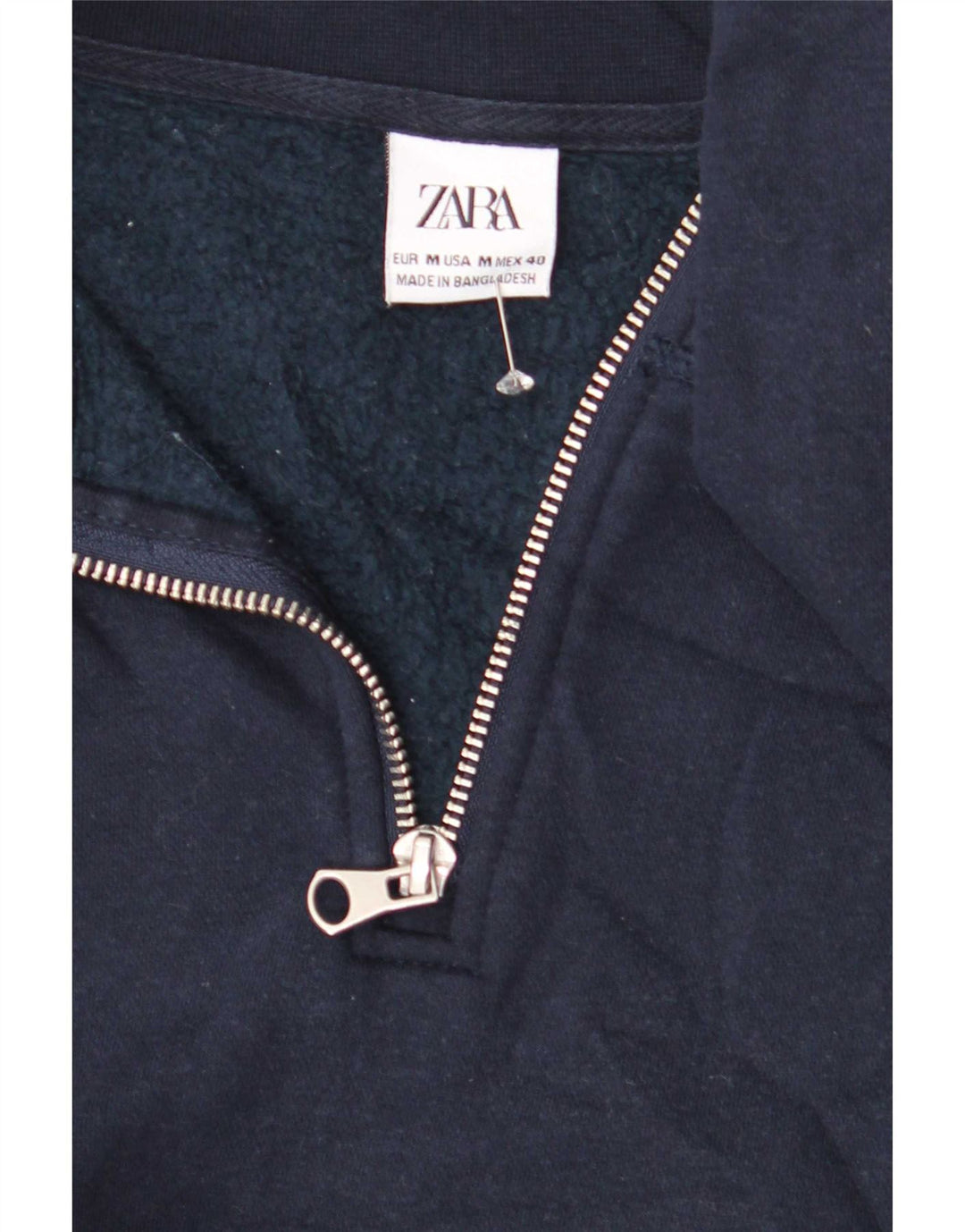 Moletom masculino Zara com zíper e gola alta poliéster azul marinho médio