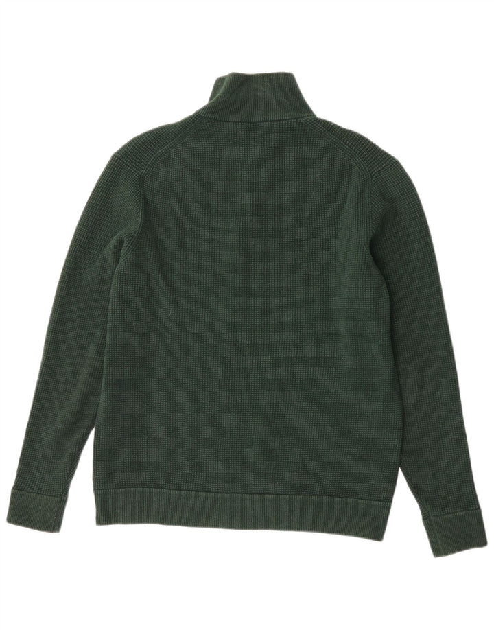 Suéter masculino Marks & Spencer com zíper e gola em poliéster verde grande