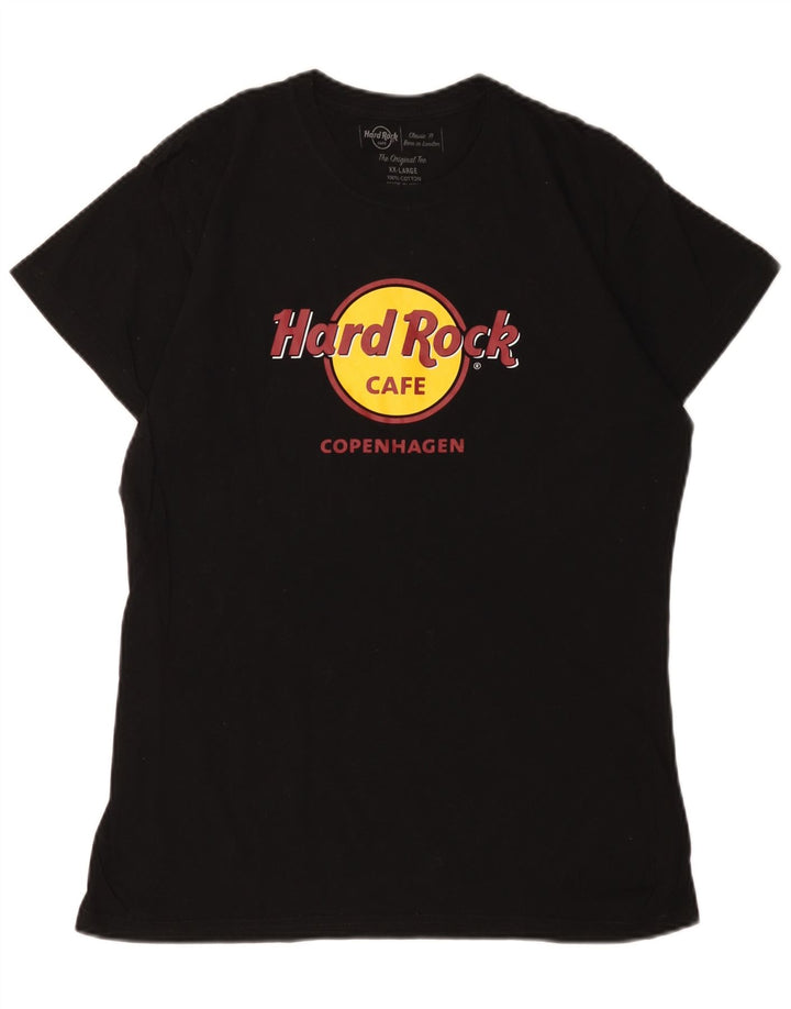 Camiseta feminina HARD ROCK CAFE Copenhagen com estampa gráfica UK 20 2XL preta