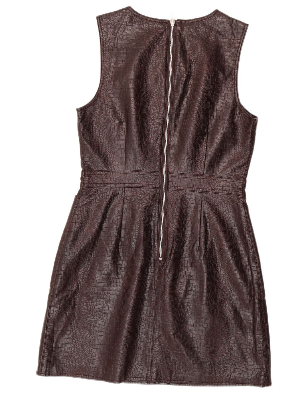 WAREHOUSE Vestido feminino sem mangas com bainha UK 12 marrom médio com estampa animal