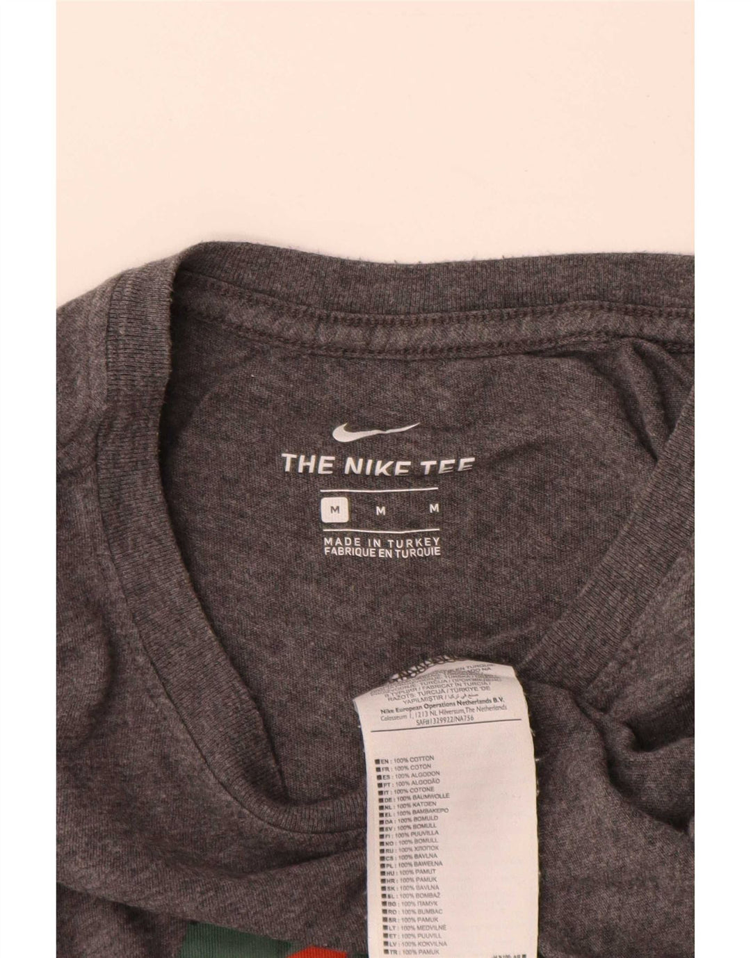 Camiseta Nike masculina gráfica Top algodão cinza médio