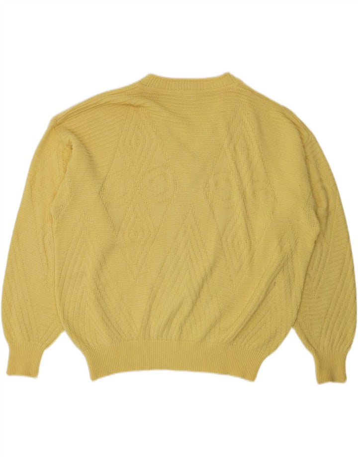 BRIAN SCOTT Suéter masculino com decote em V tamanho 48 2XL Amarelo Argyle/Diamante
