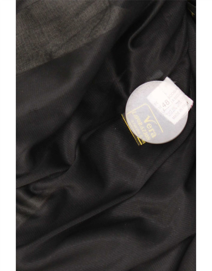 Casaco de couro feminino vintage IT 48 XL preto