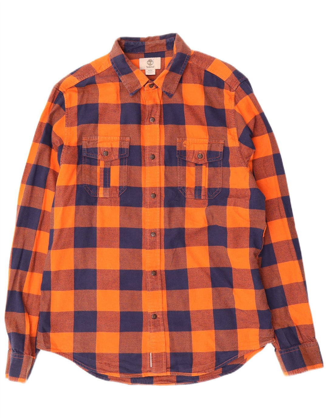 Camisa masculina de flanela TIMBERLAND Regular Fit algodão xadrez laranja médio
