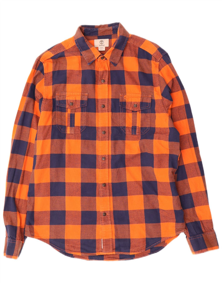 Camisa masculina de flanela TIMBERLAND Regular Fit algodão xadrez laranja médio