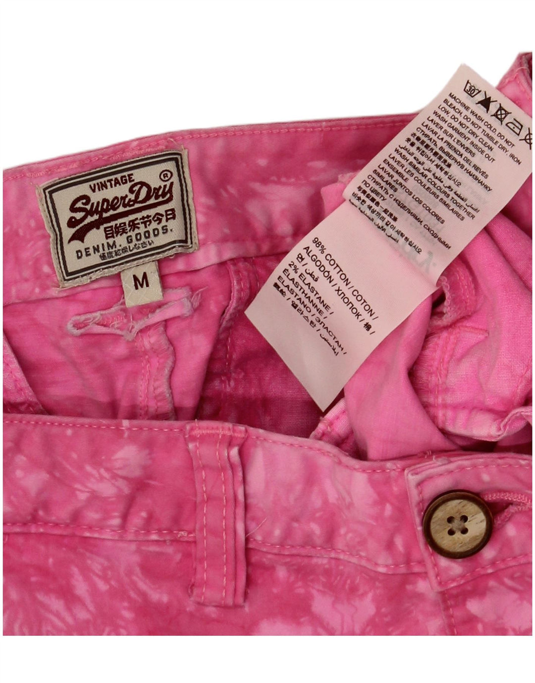 Hot Pants Feminino Superdry Médio W34 Rosa Tie Dye Algodão
