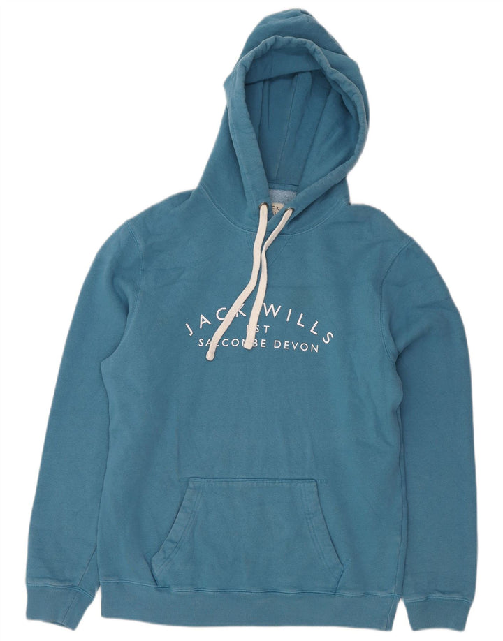 Jack Wills moletom com capuz masculino gráfico azul médio algodão
