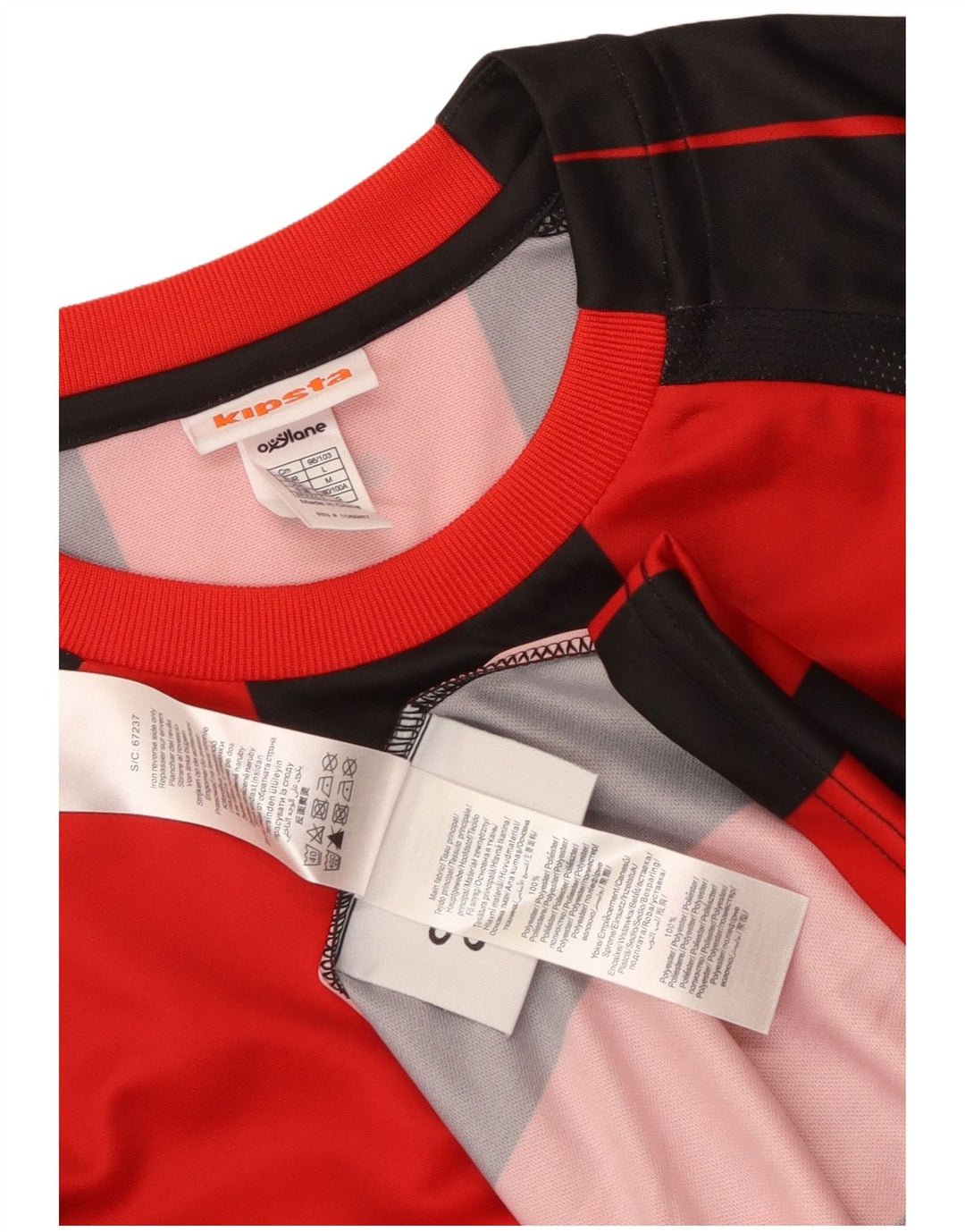 Camiseta masculina estampada KIPSTA grande poliéster listrado vermelho