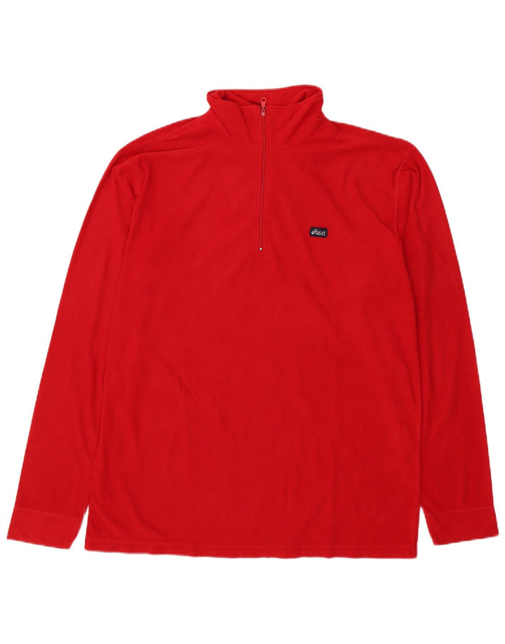 Asics Masculino Zip Neck Fleece Jumper XL Vermelho Poliéster