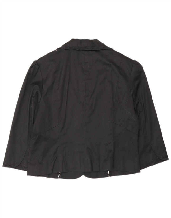 Jaqueta blazer feminina Coast manga 3/4 aberta Reino Unido 16 grande algodão preto