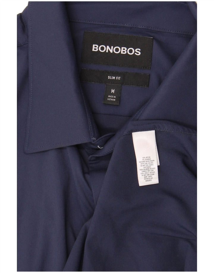 Camisa masculina slim fit BONOBOS médio azul marinho nylon
