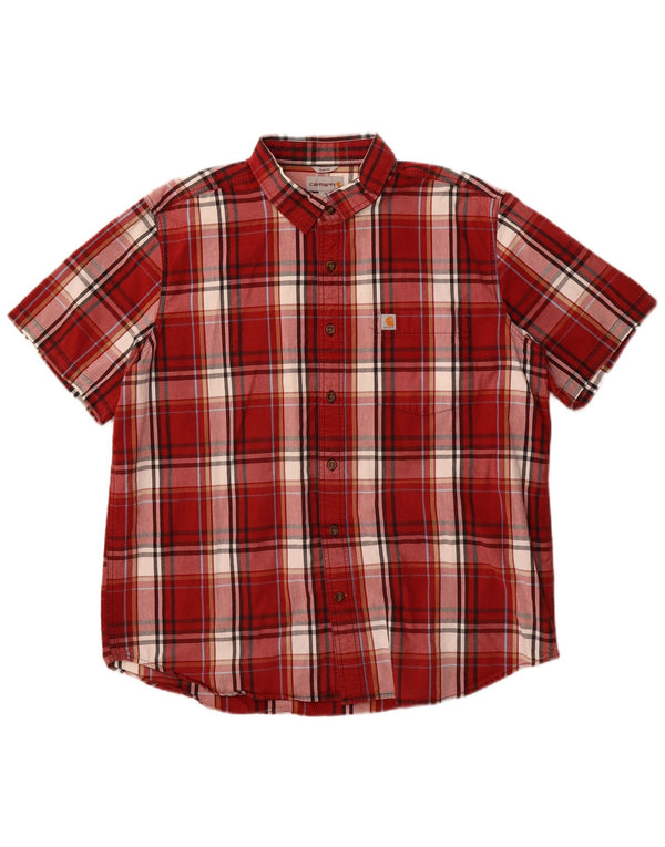 Camisa masculina Carhartt de manga curta slim fit XL vermelho xadrez algodão