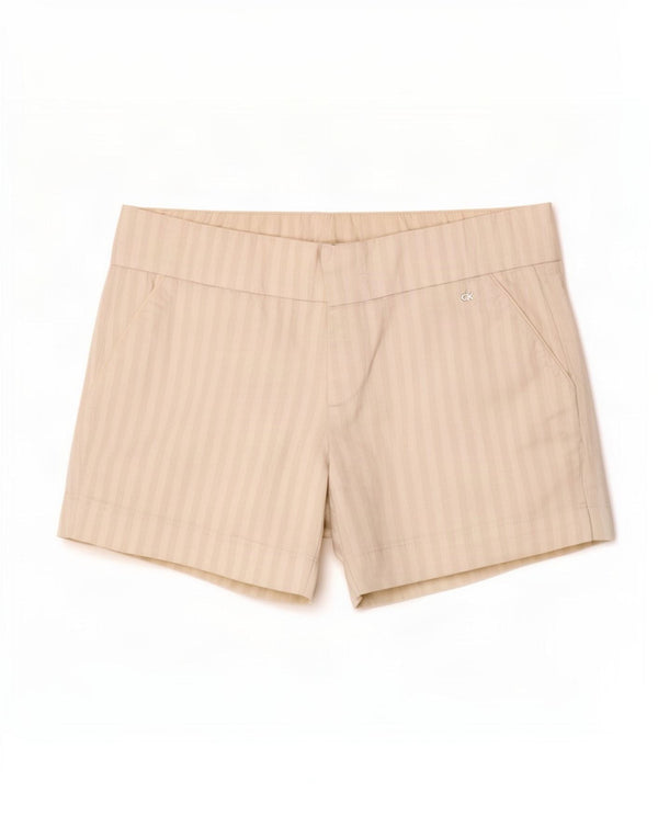 Shorts Chino feminino Calvin Klein W30 algodão listrado bege médio
