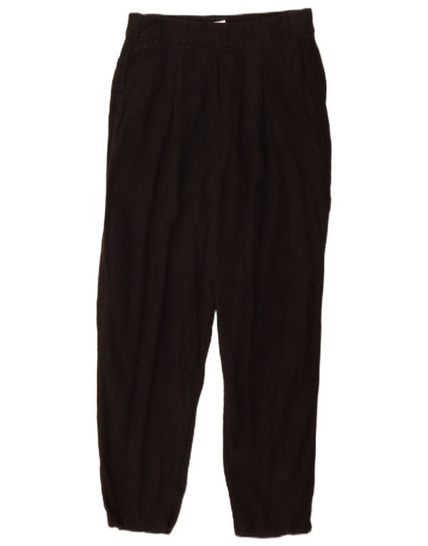 Calça chino feminina Marks & Spencer com pegged Reino Unido 8 pequena W26 L29 linho preto