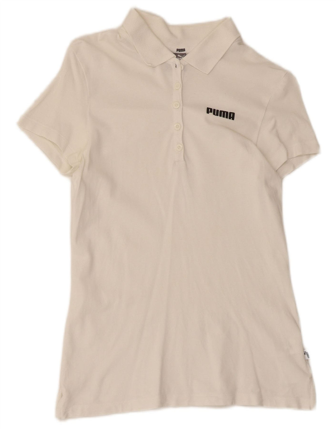 Camisa polo feminina Puma UK 10 pequena algodão branco