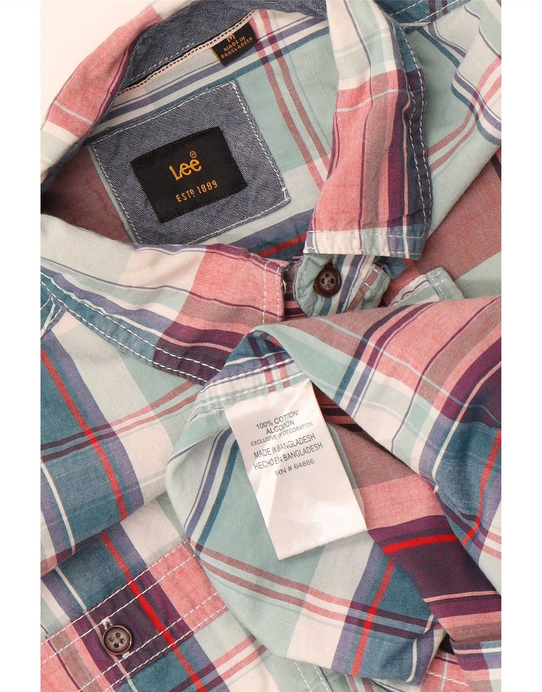 Camisa masculina Lee algodão xadrez verde médio