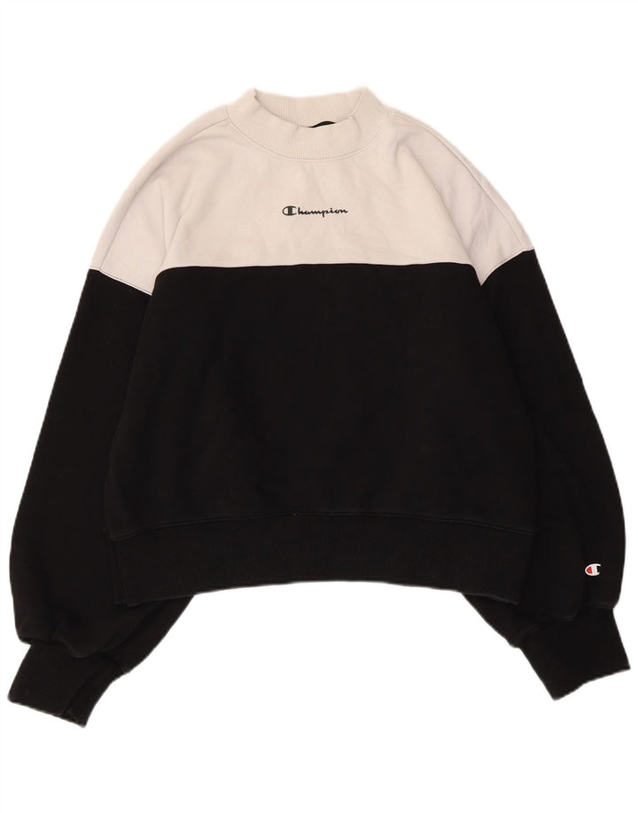 Campeão feminino oversized moletom jumper UK 14 médio preto colorblock