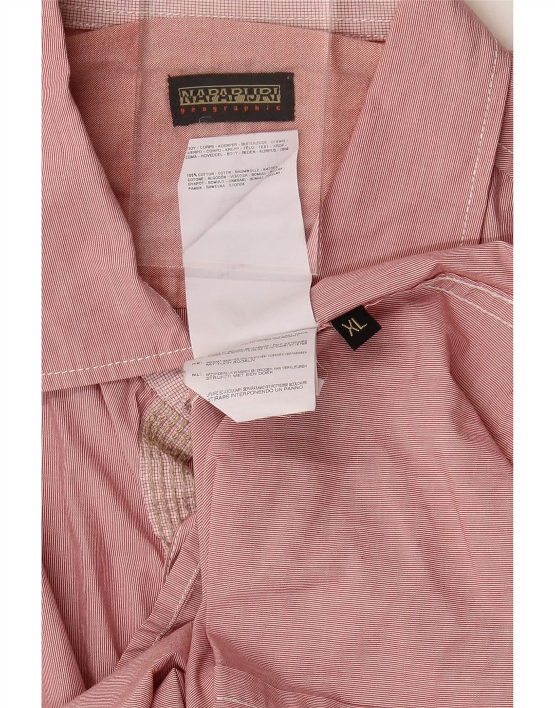 NAPAPIJRI Mens Shirt XL Pink Pinstripe Cotton Vintage Napapijri and Second-Hand Napapijri from Messina Hembry 