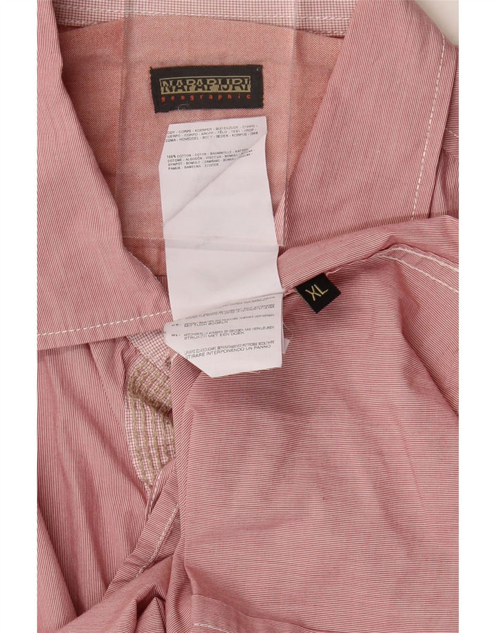 NAPAPIJRI Mens Shirt XL Pink Pinstripe Cotton Vintage Napapijri and Second-Hand Napapijri from Messina Hembry 