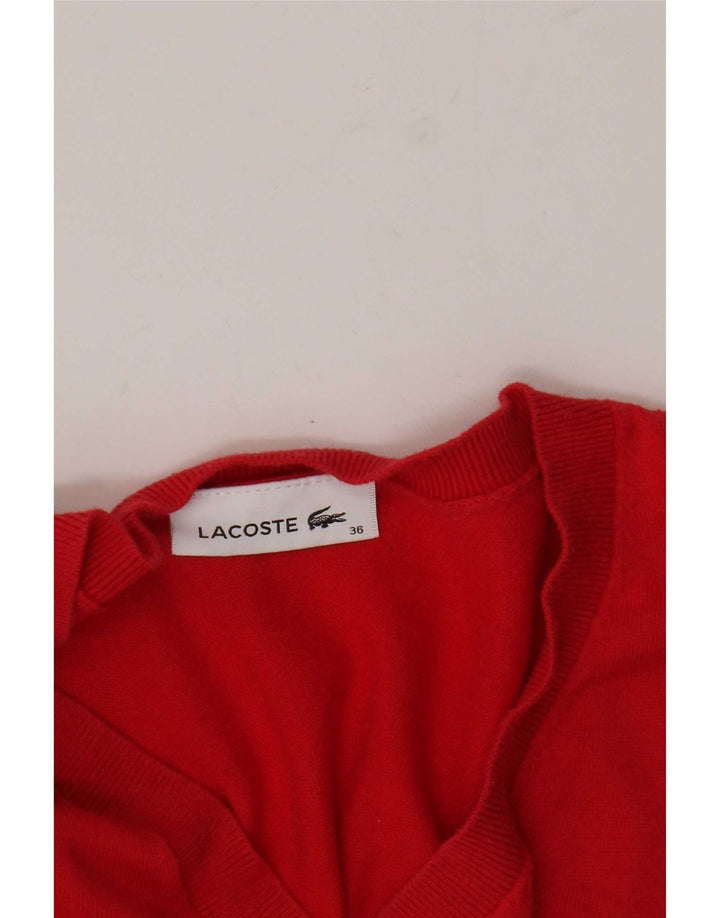 Suéter feminino Lacoste com decote em V tamanho 36 pequeno vermelho