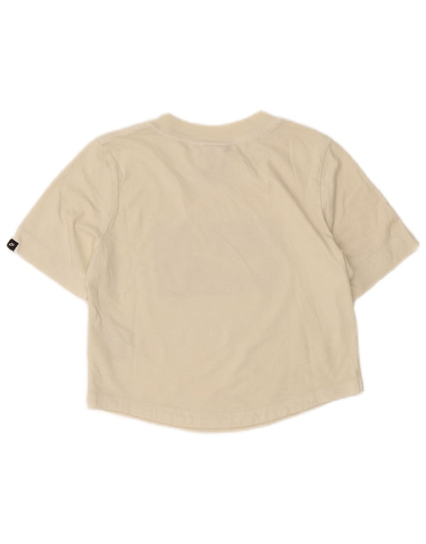 Camiseta feminina Nike Crop Graphic Top UK 6 XS Off White Cotton
