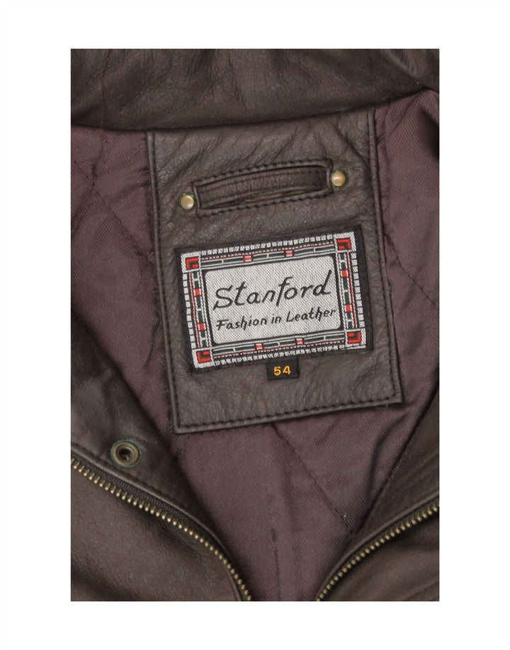 Jaqueta de couro masculina Stanford EU 54 2XL couro marrom
