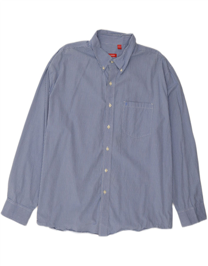 Camisa masculina grande e alta IZOD 2XL algodão xadrez azul