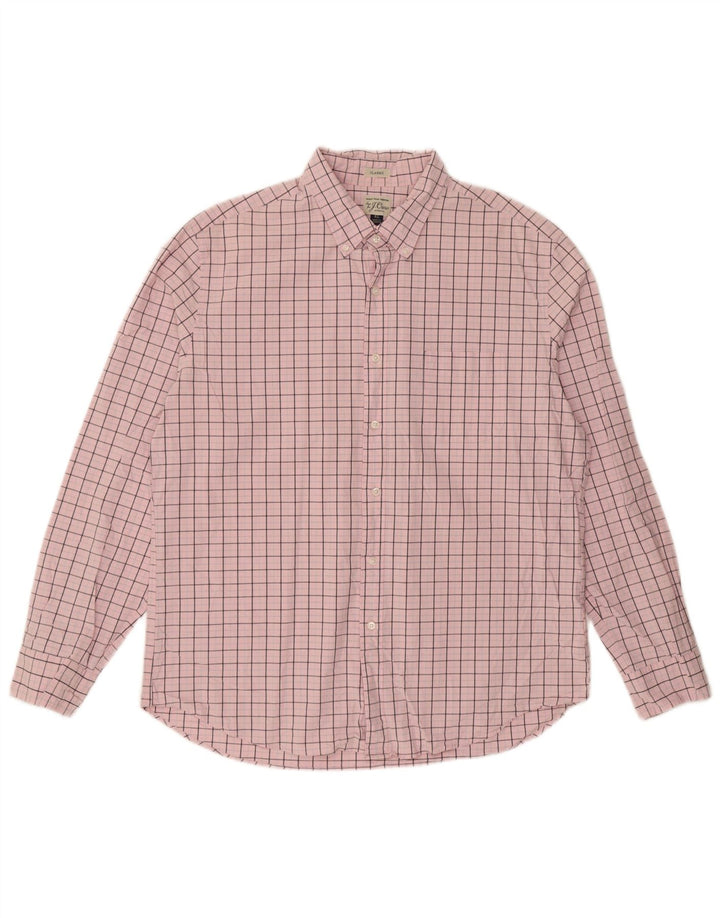Camisa masculina J. Crew Classic Fit XL algodão xadrez rosa