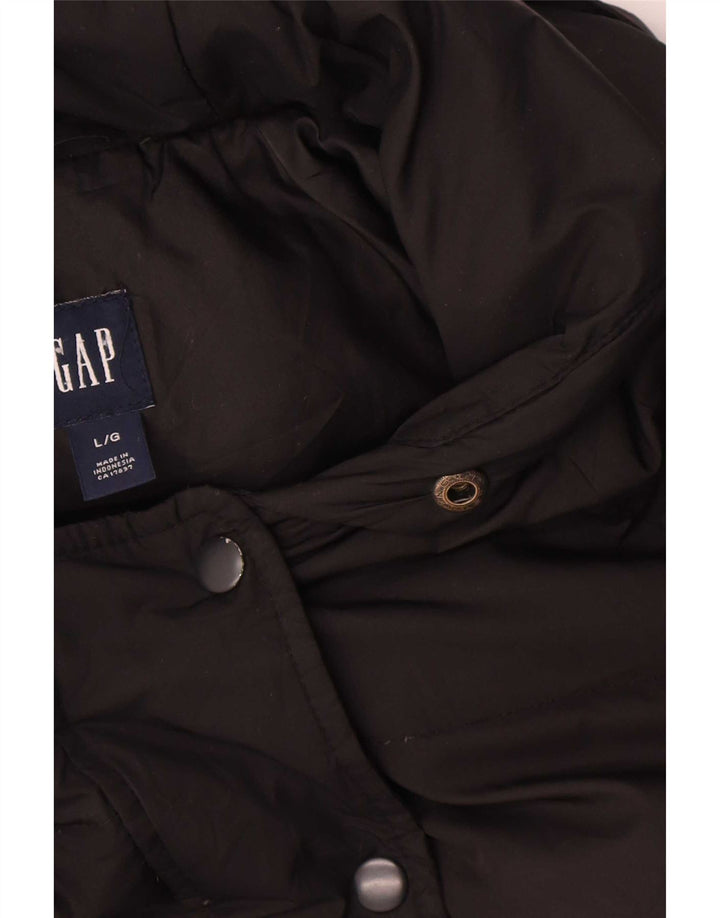 Jaqueta feminina acolchoada com capuz Gap UK 16 grande preta