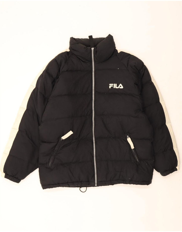 Jaqueta acolchoada masculina Fila UK 40 grande poliéster colorblock preto