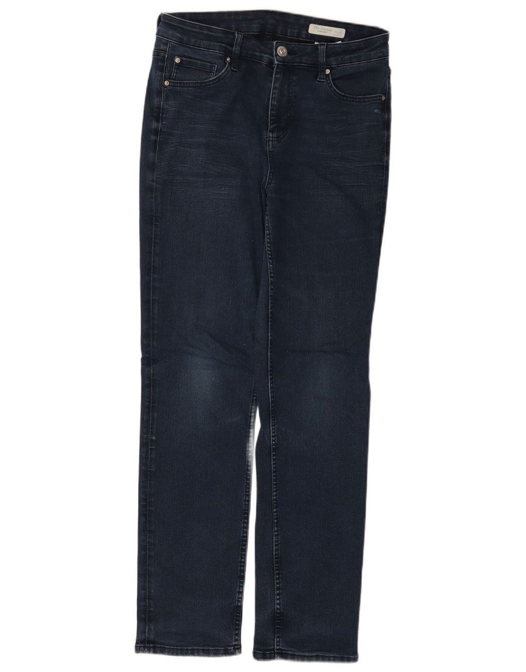 Jeans retos femininos MARKS & SPENCER UK 12 médio W30 L30 azul marinho