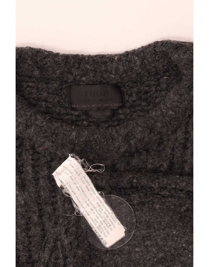 Zara Suéter masculino com gola canoa e acrílico cinza médio